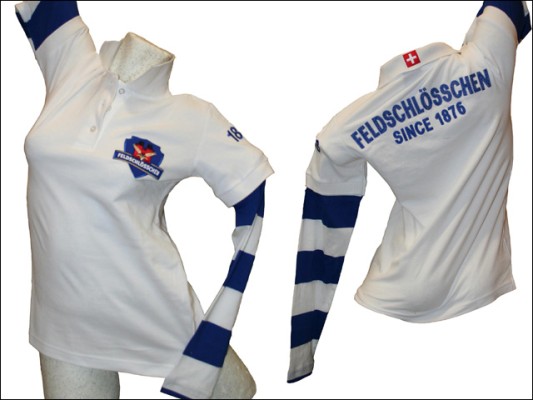 Feldschlösschen Polo-Shirt 1876 Damen Lang Arm Weiss